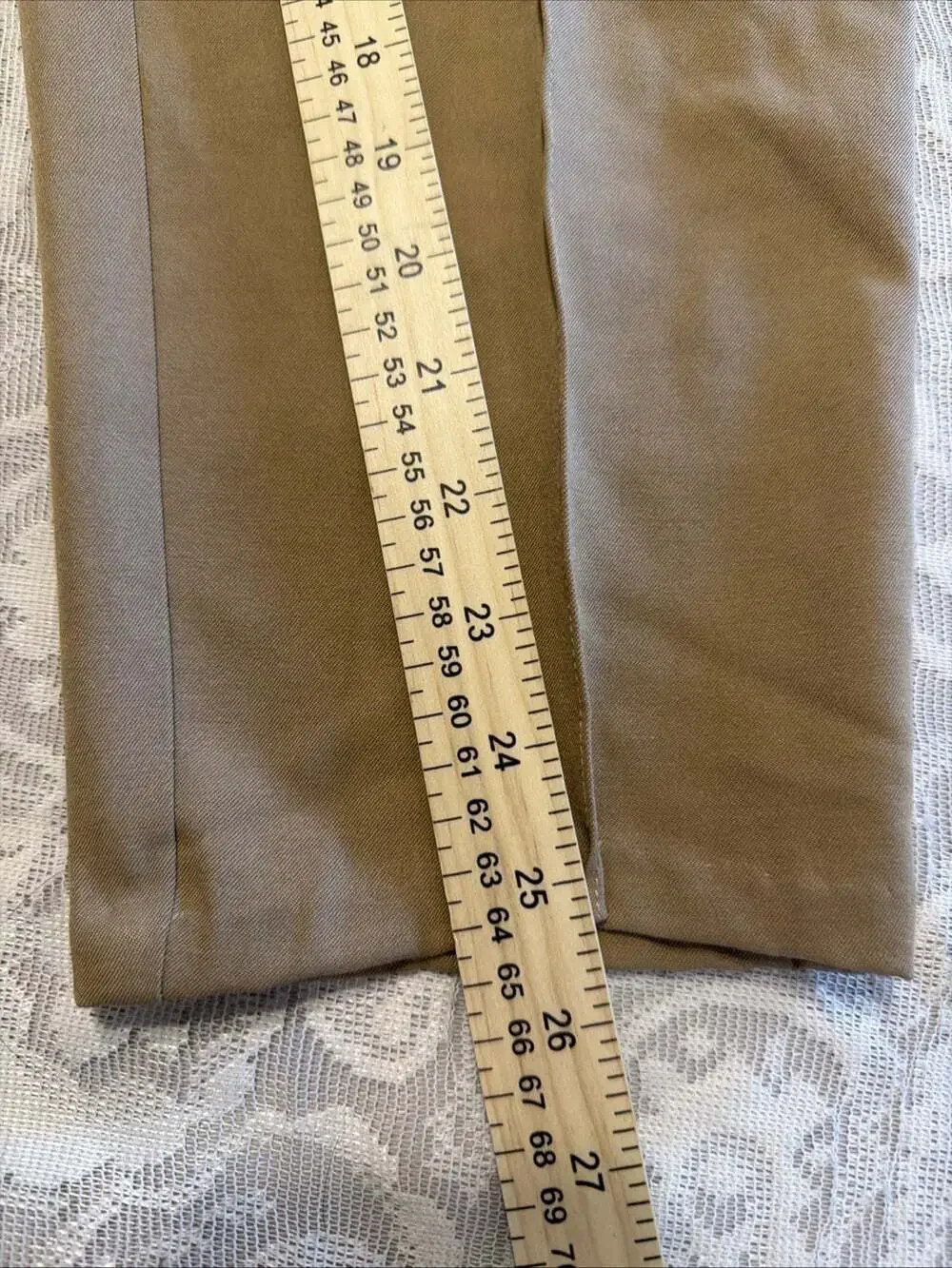 Vntge Jay Tan 90’s Pants Front Seam Tan Twill Women's W28/L25-12 Tapered Legs